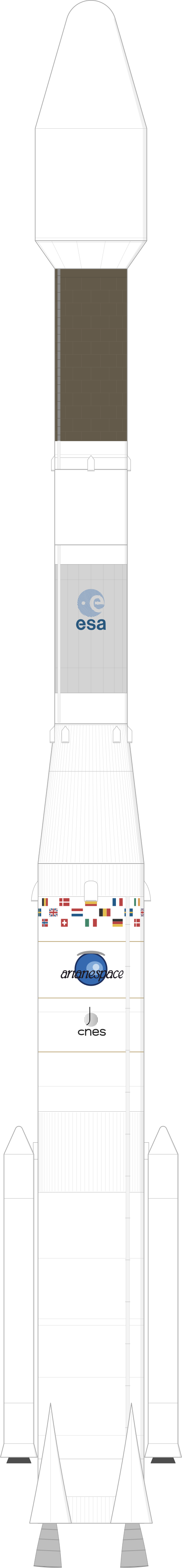 Drawing of the Ariane 42P for Topex-Poseidon, Kitsat 1 & S80/T