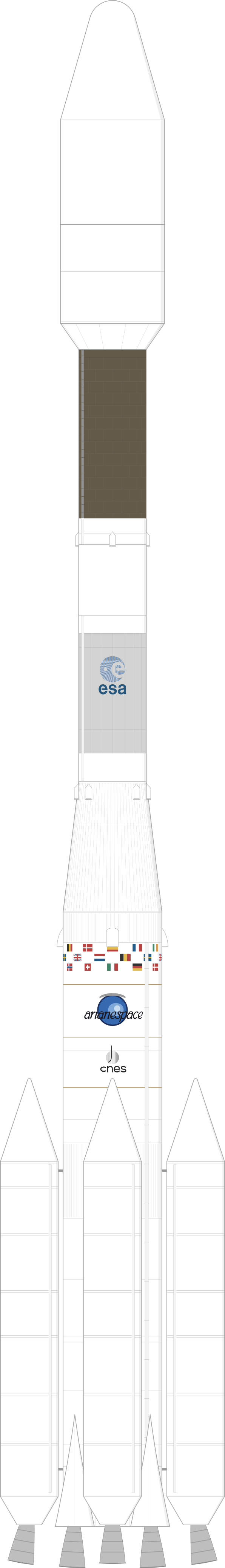 Drawing of the Ariane 44L for Télécom 2B & Inmarsat-2 F4