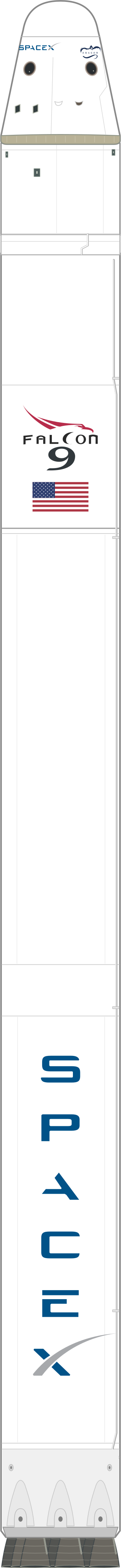 Drawing of the Falcon 9 v1.0 for SpaceX COTS Demo Flight 1