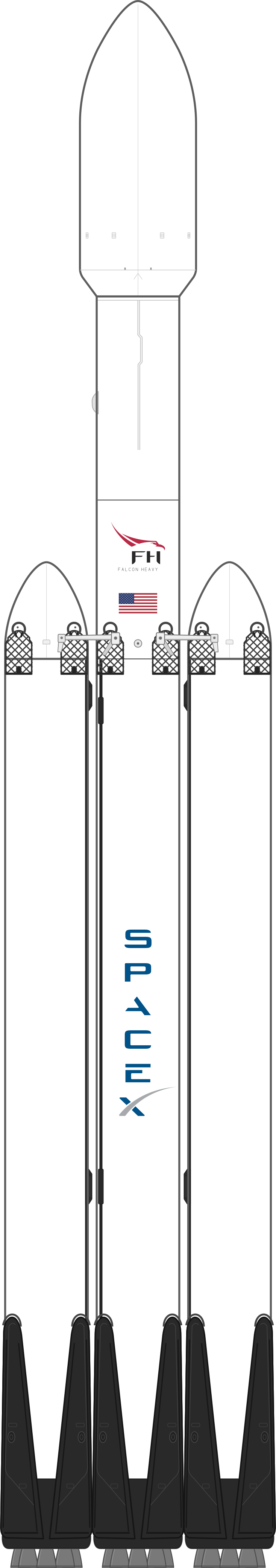 Drawing of the Falcon Heavy for Psyche