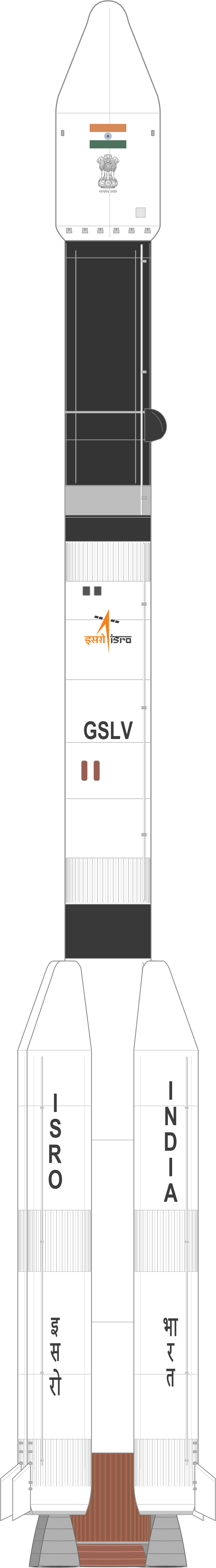 Drawing of the GSLV Mk. II for GSAT-7A