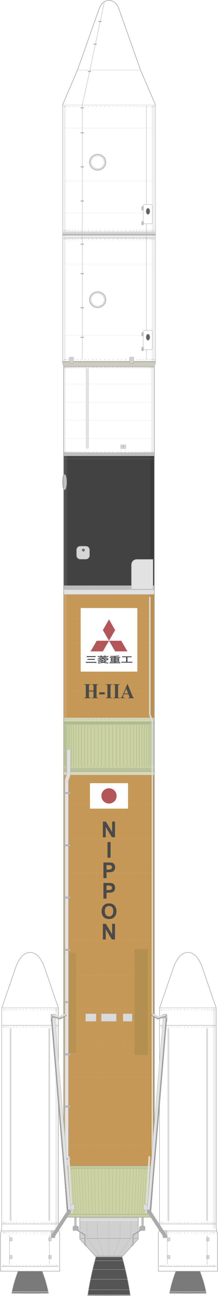 Drawing of the H-IIA 202 for GCOM-W1