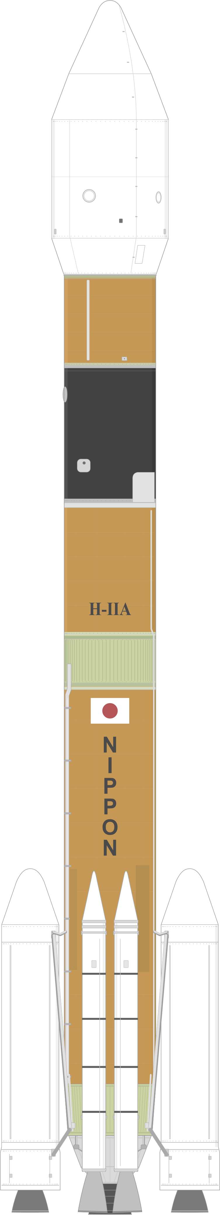 Drawing of the H-IIA 2024 for Himawari-7 (MTSAT-2)