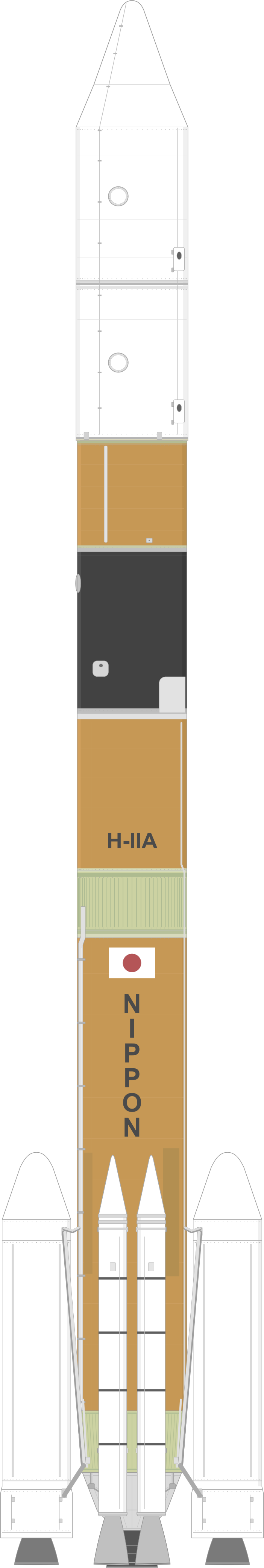Drawing of the H-IIA 2024 for IGS Radar 2 & IGS Optical 3V