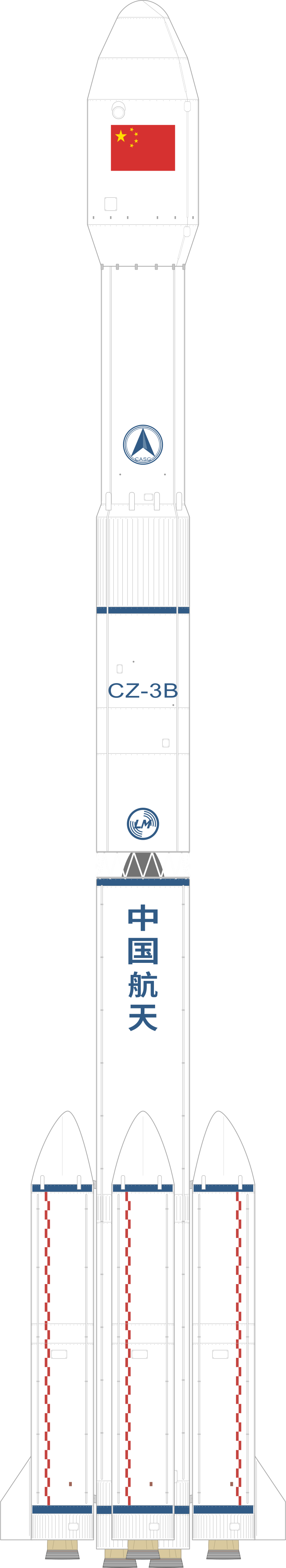 Drawing of the Long March 3B/E for Túpac Katari 1