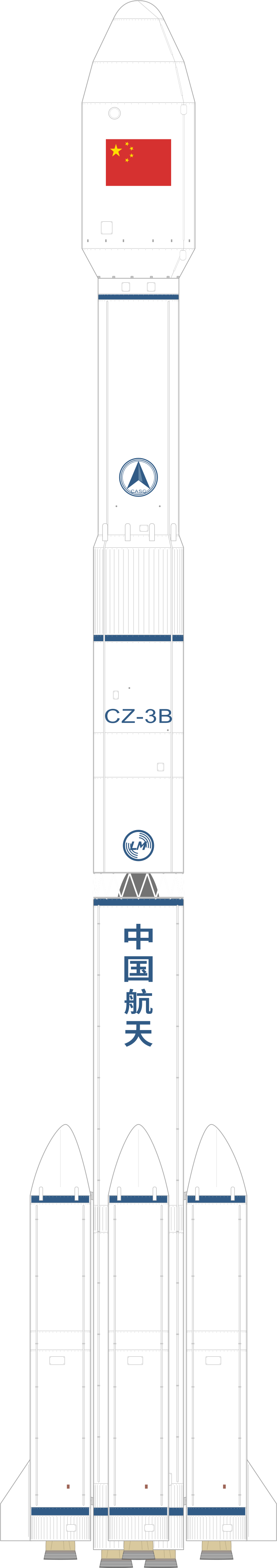 Drawing of the Long March 3B/E for Gaofen 14