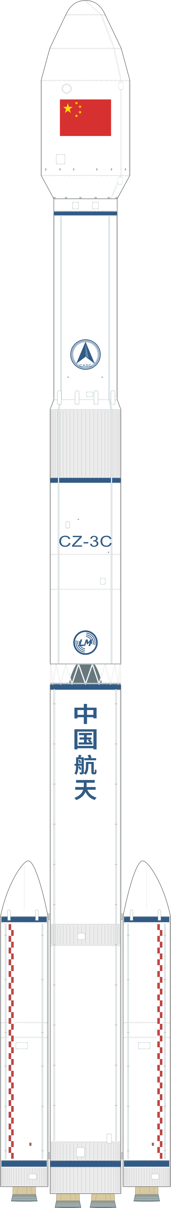 Drawing of the Long March 3C/YZ-1
