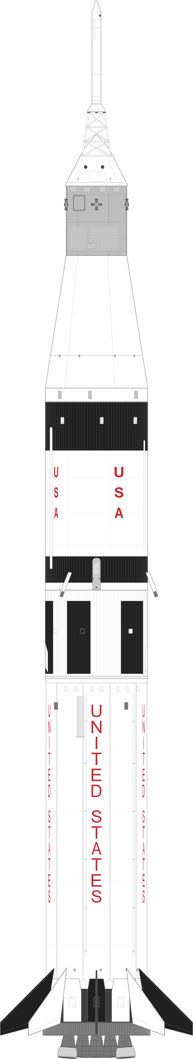 Drawing of the Saturn IB for Apollo-Soyuz Test Project
