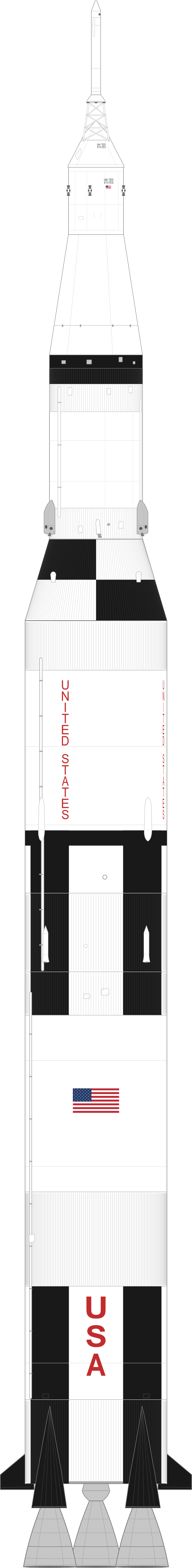 Drawing of the Saturn V for Apollo 6